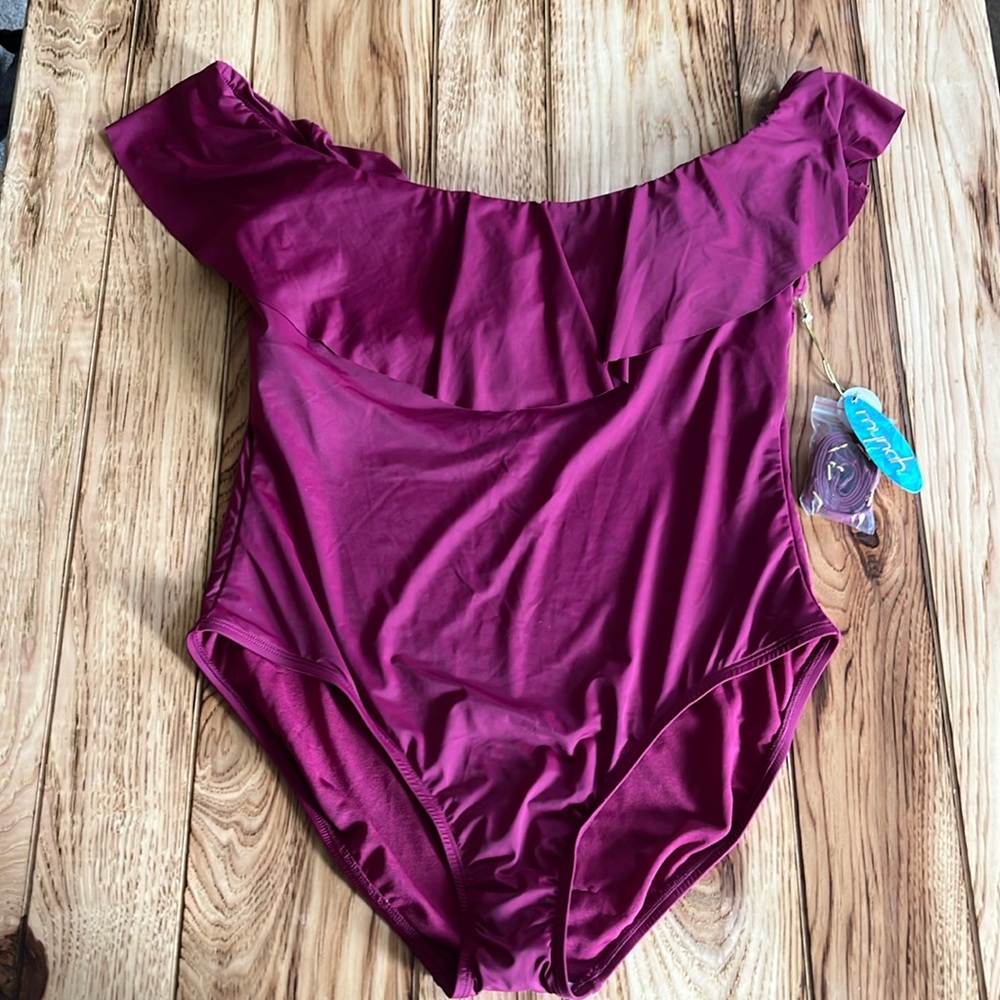 Mynah Rose Wine One Piece Bathing Suit